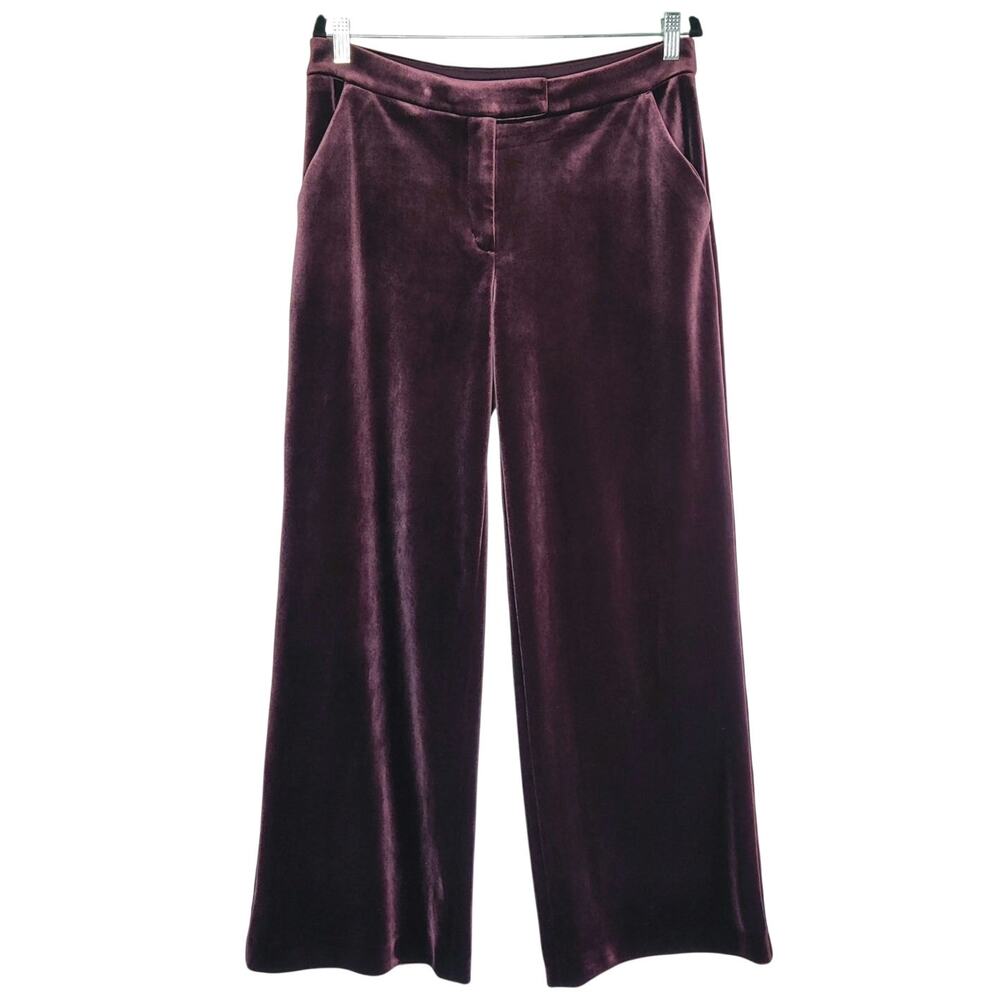 Express Editor HIgh Rise Plum Purple Velvet Relaxed Wide Leg Trouser 10 Witchy - Picture 2 of 14
